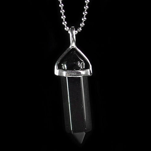 Black Agate Gemstone Pendant Necklace